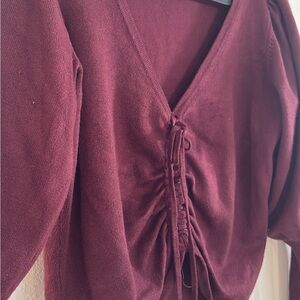 Guess Burgundy Ruched Top